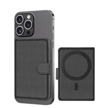 Imagem de Vinanker Carteira magnética de couro para MagSafe iPhone 16/15/14/13/12 Pro/Max/Plus (não para iPhone 13/12 Mini), suporte ajustável, carteira flip com bloqueio de RFID, Preto, Magnetic Leather Wallet