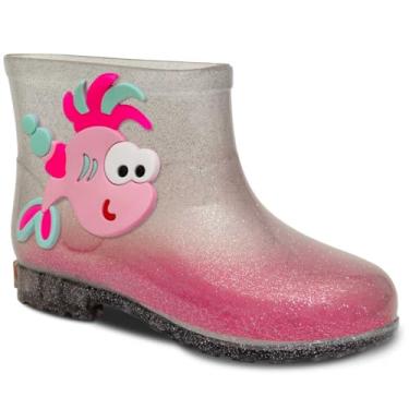 Imagem de Galocha Bota Chuva Infantil Nº 21 ao 26 Botinha Impermeavel Moda Menina Menino 09.35 (Glitter Prata, BR, Criança de 4 a 8 anos, Numérico, 26)