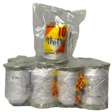Imagem de Linha Vera Cruz Fio 10 de 1000 Jardas 12 unidades Cor Branco 100% algodão Tex 85 Para Pipas