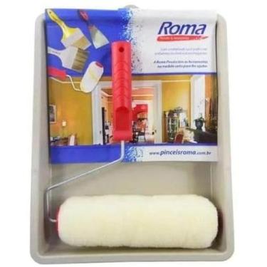 Imagem de Kit Pintura 03 Peças 01 Bandeja, 01 Rolo Lã Alto 23cm e 01 Cabo Roma