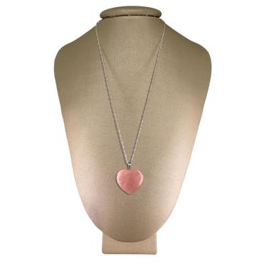 Imagem de Colar Prata 925 Singapura Quartzo Rosa Coração Ponte Vecchio