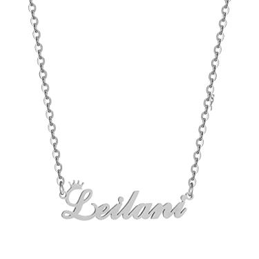 Imagem de Colar de coroa com nome personalizado, letra com letra feminina, placa de identificação, pingente de aço inoxidável, corrente de joias para meninos, Metal