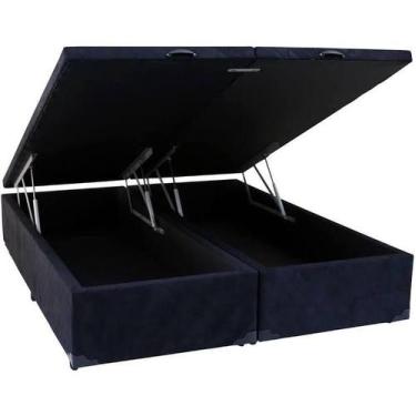 Imagem de Cama Box Queen Size Com Baú Bipartido, Suede Preto RC - Real Comfort E