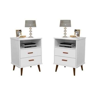 Imagem de Kit 2 Mesa de Cabeceira Quarto Mesinha Apoio Lateral Cama Box Casal Es