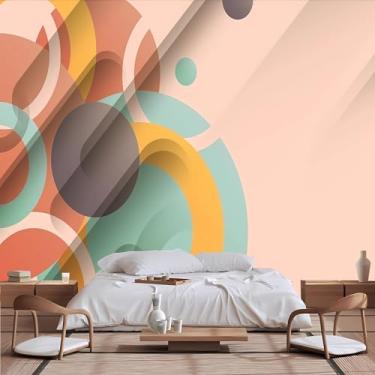 Imagem de Lcythiazole Papel de parede geométrico de tamanho personalizável - Papel de parede geométrico abstrato, autoadesivo removível, para sala de estar, quarto, quarto de crianças, escritório