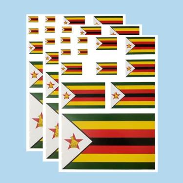 Imagem de Ruoming Ruoming Conjunto de adesivos da bandeira nacional, vários tamanhos, 3 folhas (Zimbábue)