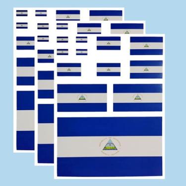Imagem de Ruoming Ruoming Conjunto de adesivos da bandeira nacional, vários tamanhos, 3 folhas (Nicarágua)
