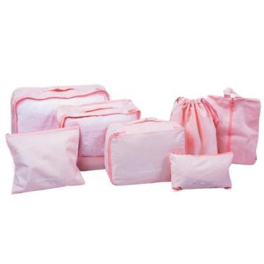 Imagem de Kit organizador para mala de viagem  7 peças linha basic rosa - Mimos 