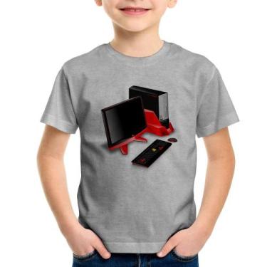 Imagem de Camiseta Infantil PC Gamer - Foca na Moda, Cinza, 2
