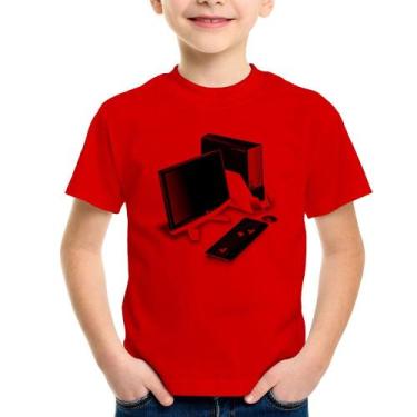 Imagem de Camiseta Infantil PC Gamer - Foca na Moda, Vermelho, 14