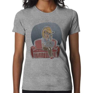 Imagem de Baby Look Home Office - Foca na Moda, Cinza, M