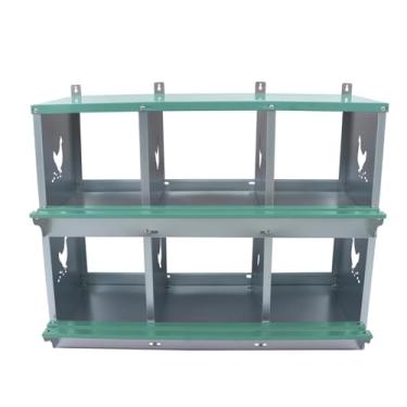 Imagem de HOSTIC Caixa de assentamento de galinha verde, 6 compartimentos, caixas de metal para galinhas, aves, patos, suporte de parede, caixa de ninho para galinheiro