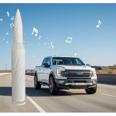 Imagem de Antena bullet de carro caminhão 50 cal, acessórios de rádio, substituição universal para GMC Sierra 1500 Chevy Dodge Ram Silverado 1500 2500 3500 Ford F150 F250 F350 padrão espiral (branco, 19,8 cm)