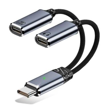 Imagem de Fones de ouvido USB C duplos e adaptador de carregador, divisor USB C, áudio tipo C 2 em 1 e cabo dongle de carregamento rápido PD 100W, compatível com iPhone 16/15, iPad Pro, Galaxy S24/S23/S22/S21,