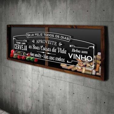 Imagem de Porta Rolhas e Tampinhas Panorâmico - Seja feliz todos os dias - Quadr