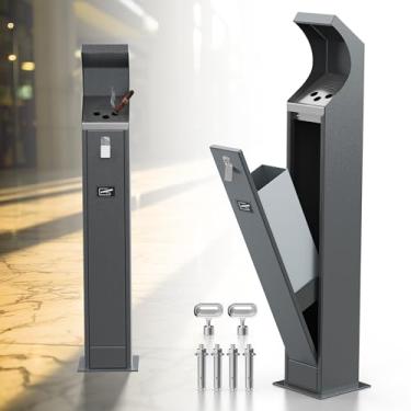 Imagem de Cinzeiro alto ao ar livre, uso de pátio ao ar livre, cinzeiro vertical para eliminação de pontas de cigarro, cinzeiro industrial global ao ar livre, para descarte de cinzas de pátio doméstico, bandeja