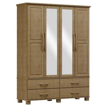 Imagem de Guarda Roupa 4P 4G Espelho Madeira Maciça 168 cm 2252 Freijo Milani St