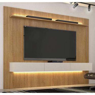 Imagem de Home Suspenso Frisado Ambiente Curitiba 2240 com Nicho e Led Cinamomo 