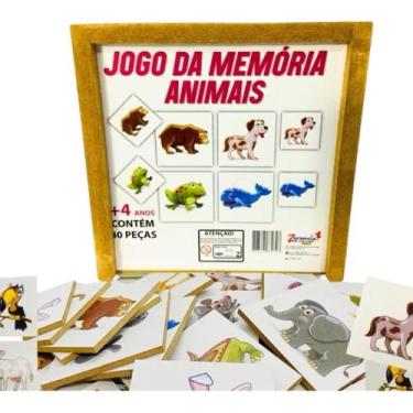 Imagem de Jogo Memória 40 Peças Animais Brinquedo Educativo Pedagógico - Zaramel