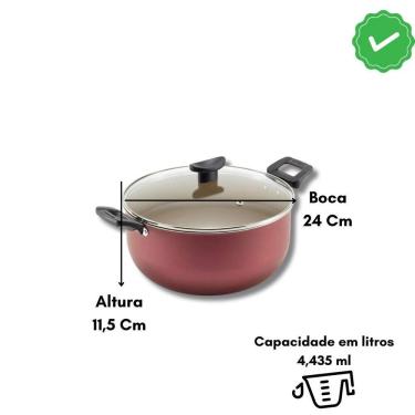 Imagem de Panela Grande Robusta Teflon Antiaderente Tampa De Vidro N24