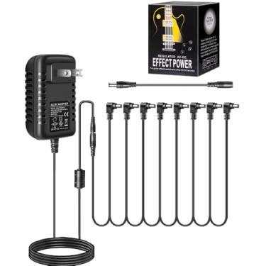 Imagem de pigtone Adaptador De Alimentação Para Pedal De Guitarra Pigtone 9V Dc 2A Ponta Negativa 8 Vias Daisy Chain Cabos Para Pedal De Efeito De Guitarra, Compatível Com A Maioria Dos Pedais De Efeito