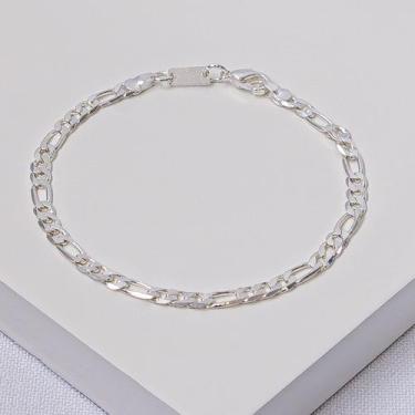 Imagem de Pulseira Infantil Folheada a Prata Elos 3x1 - Ralifla Semijoias