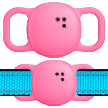 Imagem de DDJ Adesivo Tile Life360 (2024), capa protetora antiperda de silicone para coleira de cães e animais de estimação, durável, fácil instalação, leve, rosa neon