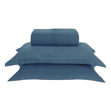 Imagem de Kit Jogo Lençol Elástico 300 Fios Queen 3 Peças Marinho - Enxoval Vip