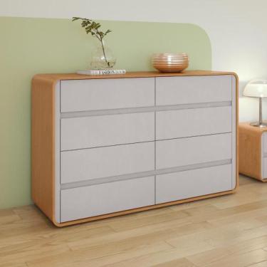 Imagem de Comoda Lopas Easy Like Amendoa Clean/Off White - Móveis Lopas