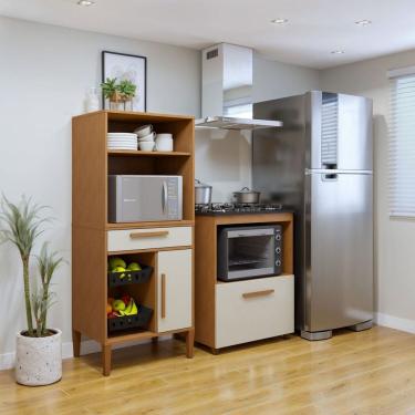 Imagem de Conjunto 2 Peças Fruteira com Nicho e Balcão 5 Bocas Porto Velho Marrom/Off White