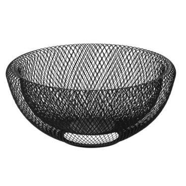 Imagem de Fruteira Cesto Centro Mesa Metal Preto 30cm Minimalista Tuut