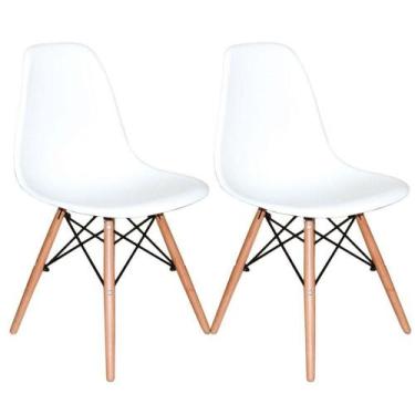 Imagem de Kit Com 2 Cadeira Charles Eames Wood Dsw Branca - Base Madeira - UNIVE