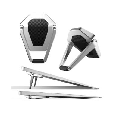 Imagem de Suporte para laptop Suporte portátil invisível para laptop, mini almofadas de resfriamento ergonômicas de liga de alumínio Elevador para laptop(Silver)