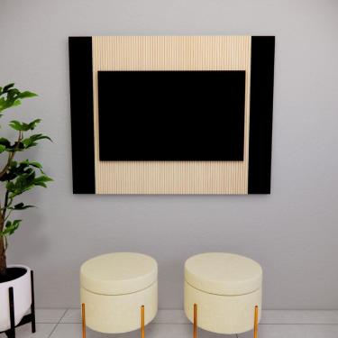 Imagem de Painel Suspenso para Tv até 42 Polegadas Ripado Bege/Preto