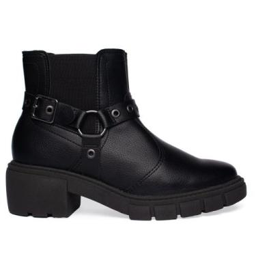Imagem de Bota Feminina Beira Rio Cano Curto Tratorada Preta, Preto, 37