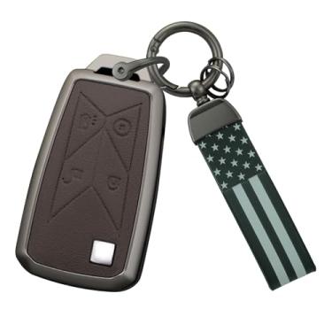 Imagem de HIBEYO Capa de chaveiro inteligente compatível com caminhonete Renault Camionete Gama Seris T C K Ignição Euro Couro e Liga Acessórios para Chave com Chaveiro Bandeira dos EUA - Chaveiro Marrom