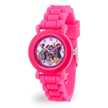 Imagem de Disney Relógio de princesa para meninas, 4 a 7 anos, relógio de princesa infantil, pulseira de silicone rosa para crianças, caixa rosa, mostrador branco - relógios perfeitos para meninas, presente