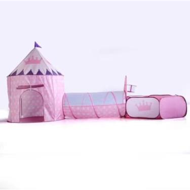 Imagem de Tenda Castelo Túnel Barraca Infantil 3 em 1- cesta brincadeira. Princesa Rosa