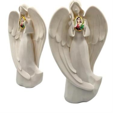 Imagem de Imagem Santo Catolico Segurando Relicario Santa Luzia Anjo da Guarda H