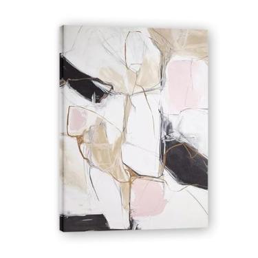 Imagem de Pintura de parede em tela abstrata branca e preta impressão em tela pôster imagem colorida moderna arte abstrata decoração de parede corredor escadas decorações de quarto 70 x 50 cm