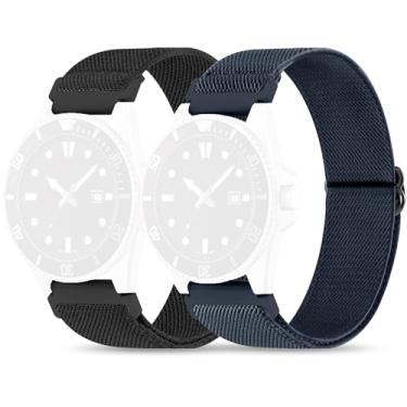 Imagem de Sunnyson Pacote com 2 pulseiras de relógio de nylon elástico compatíveis com Casio duro, pulseiras elásticas macias ajustáveis de 22 mm para relógio de mergulho masculino Casio MDV106-1AV 200 M WR