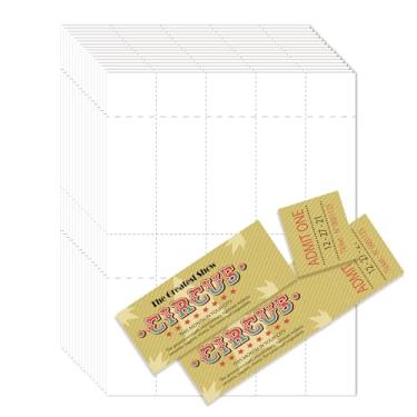 Imagem de Mr-Label 500 bilhetes de sorteio imprimíveis com tocos removíveis, cartolina microperfurada pesada de 230 GSM, laser/jato de tinta, para sorteios e ingressos para eventos