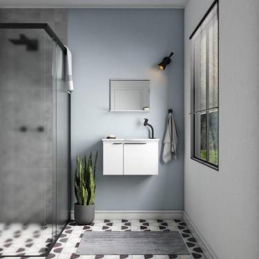 Imagem de Kit de Banheiro Montado em Madeira c/ Armário Espelho e Lavatório Bran