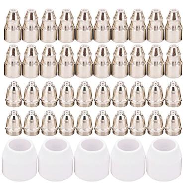 Imagem de Kit de consumíveis de plasma P80, conjunto de bicos de cerâmica com ponta de elétrodo para máquina de corte, 20 peças (45 peças)