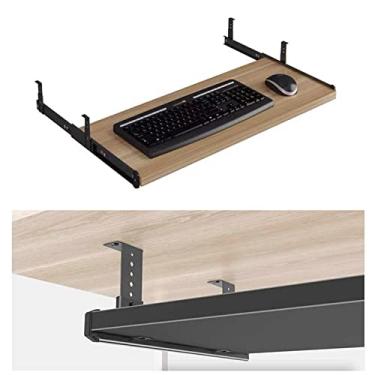 Imagem de Bandeja de teclado deslizante, deslizante de teclado de mesa deslizante de madeira, mesa de extensão removível ergonomia alivia a fadiga, melhora a eficiência do trabalho, 54/60/70x27 cm, 5 cores (cor