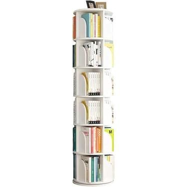 Imagem de AKALNNB Estante criativa com rotação de 360° 4/5/6 prateleiras simples de desmontagem estante de livros de canto simples para estudante em casa, escritório, sala de estar, estudo, WHI