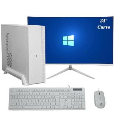 Imagem de Computador Branco Completo Compacto Slim Intel Core i7, 16GB de memória, SSD 1 TB, Windows 10, Monitor LED 24" Tela Curva 75Hz