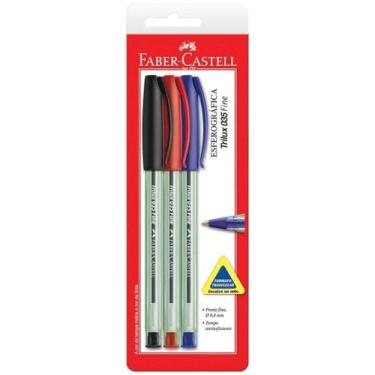 Imagem de Caneta Esferografica Trilux Ponta Fina Vermelho/Preto/Azul - Blister com 03, Faber-Castell, SM/TRIPF, Multicor