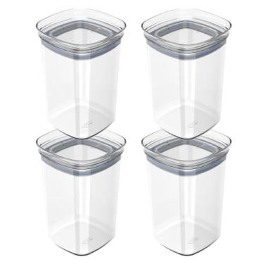 Imagem de Kit 4 Potes Herméticos 1 Litro com Tampa de Vedação Total – BPA Free, Empilháveis, Pote Plástico Transparente para Mantimentos, Grãos, Café, Açúcar – Combo por House Organizer