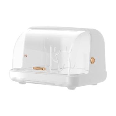 Imagem de DimyFew Porta de armazenamento de copo com tampa de garrafa de enfermagem Rack seco de fundo oco 1378x945x787in Caixa de armazenamento de utensílios de mesa, Branco